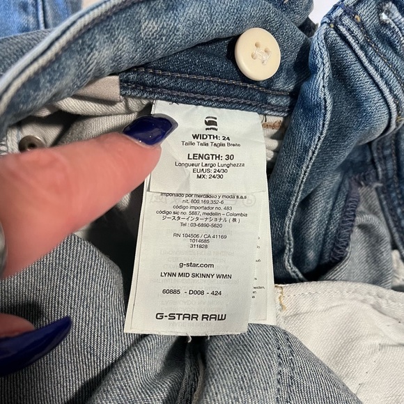 G-Star Raw Lynn Mid Rise Super Skinny Jeans & Fitted T-Shirt, Excellent! - Picture 4 of 13